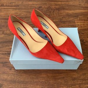 Red Prada kitten heel